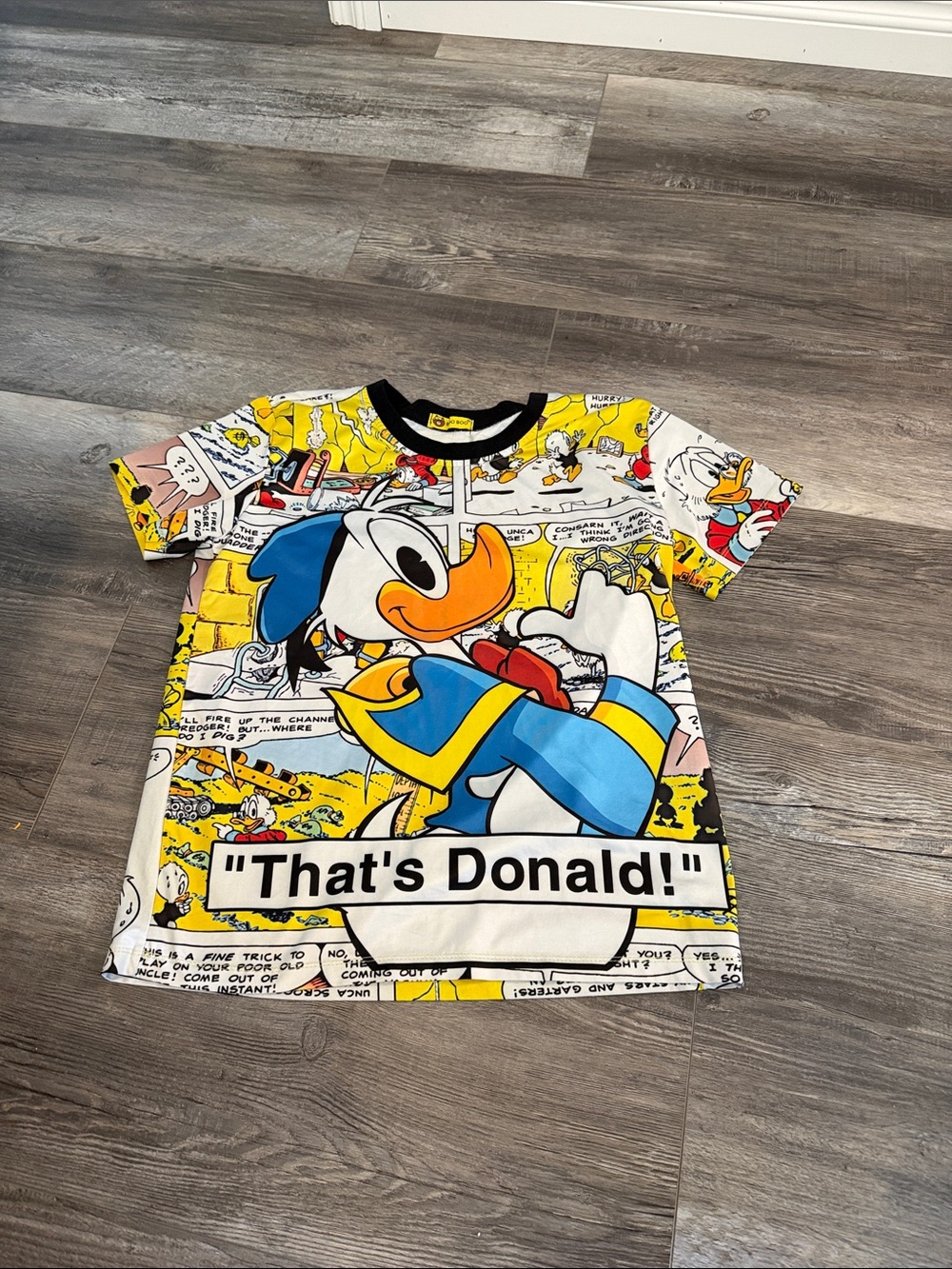 Boo Boo Donald Duck Graphic Kids T-Shirt - Yellow/Blue